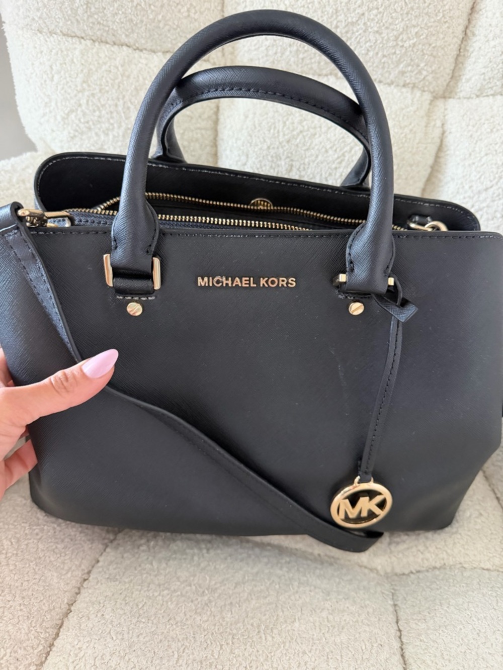 Michael Kors Black Saffiano Satchel with Gold Hardware - Picture 11 of 12